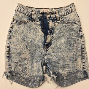 Acid wash high waist shorts